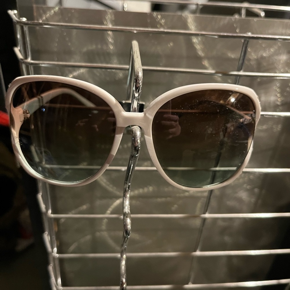 White Sunglasses with Light Teal Temples